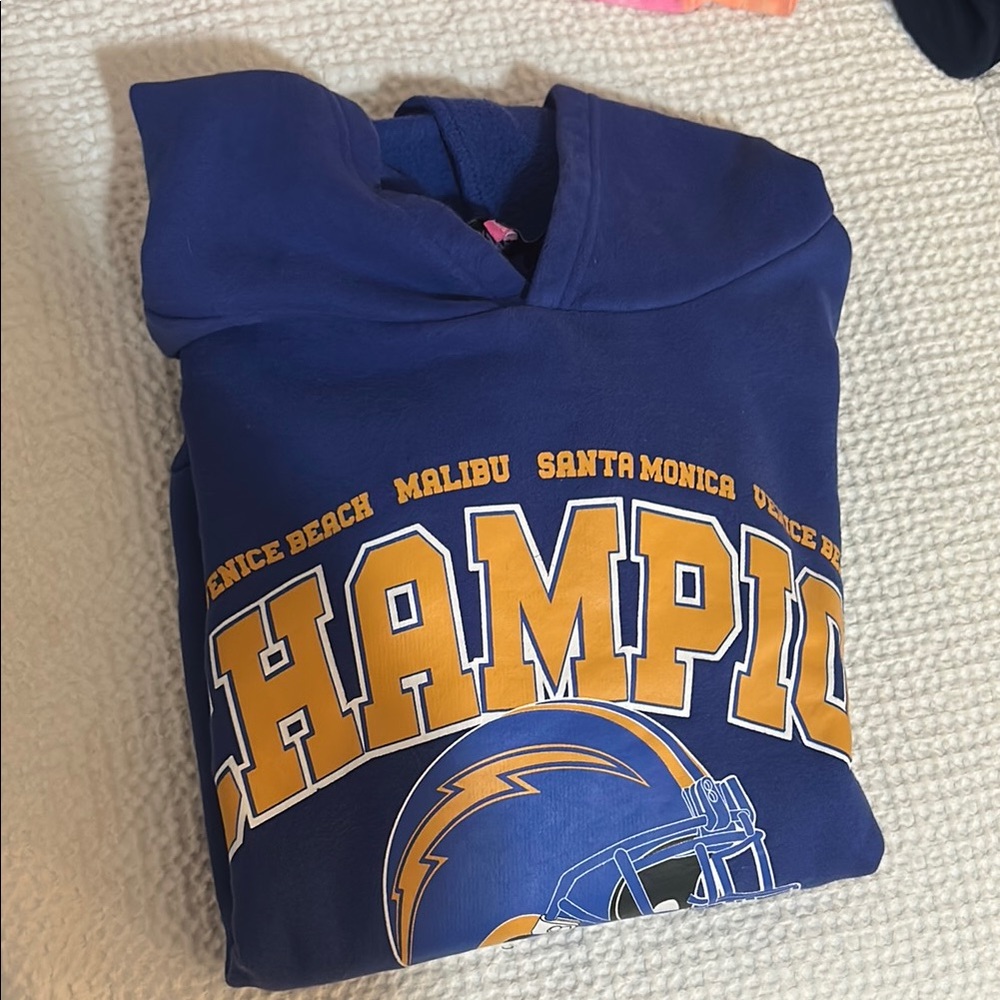 Edikted Blue and Yellow Varsity Sweatshirt